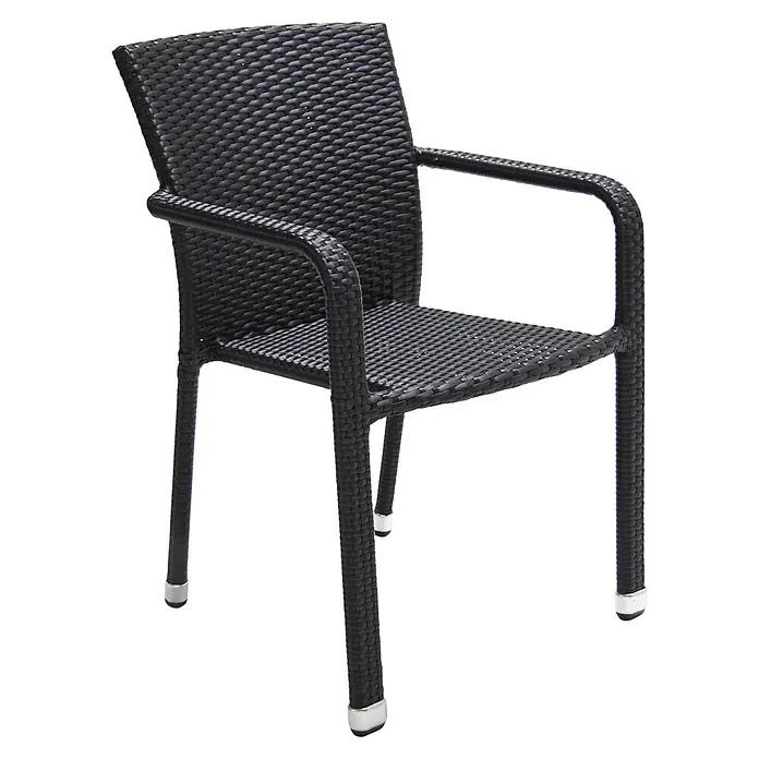Acamp Stapelsessel Carlos - 6 -tlg., Schwarz, L x B x H: 64 mm x 57 cm x 84 mm - Schwarzer Outdoor-Stuhl aus Polyrattan mit Armlehnen.