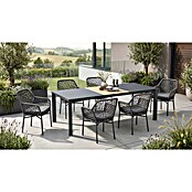 Acamp Gartenmöbel-Set Rom & Woody (7 -tlg., Aluminium, Sicherheitsglas, HPL-Laminat, Anthrazit, Ausziehbarer Tisch) | BAUHAUS