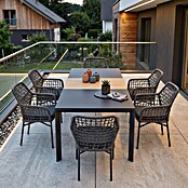 Acamp Gartenmöbel-Set Rom & Woody (7 -tlg., Aluminium, Sicherheitsglas, HPL-Laminat, Anthrazit, Ausziehbarer Tisch) | BAUHAUS
