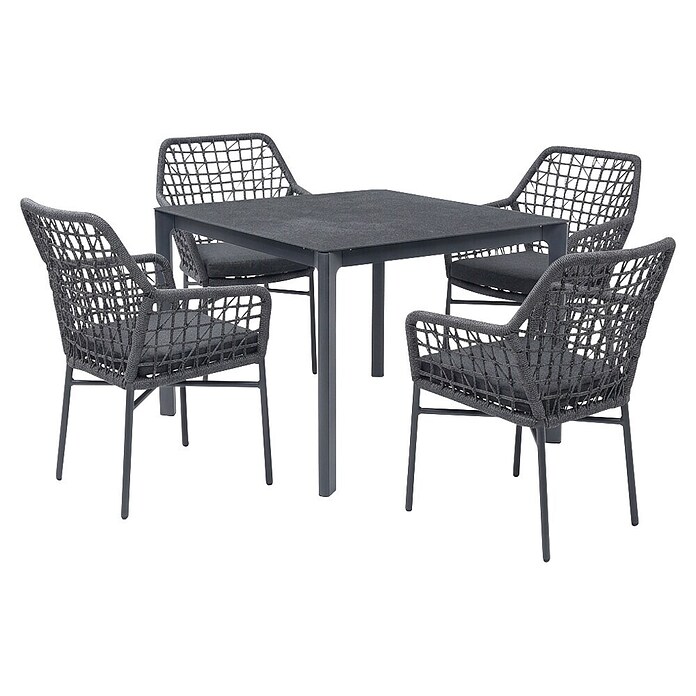 Acamp Gartenmöbel-Set Rom (5 -tlg., Aluminium, Anthrazit, 90 x 90 x 74 cm) | BAUHAUS