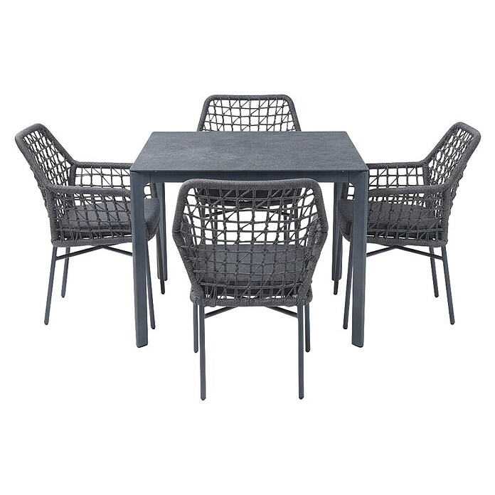 Acamp Gartenmöbel-Set Rom (5 -tlg., Aluminium, Anthrazit, 90 x 90 x 74 cm) | BAUHAUS