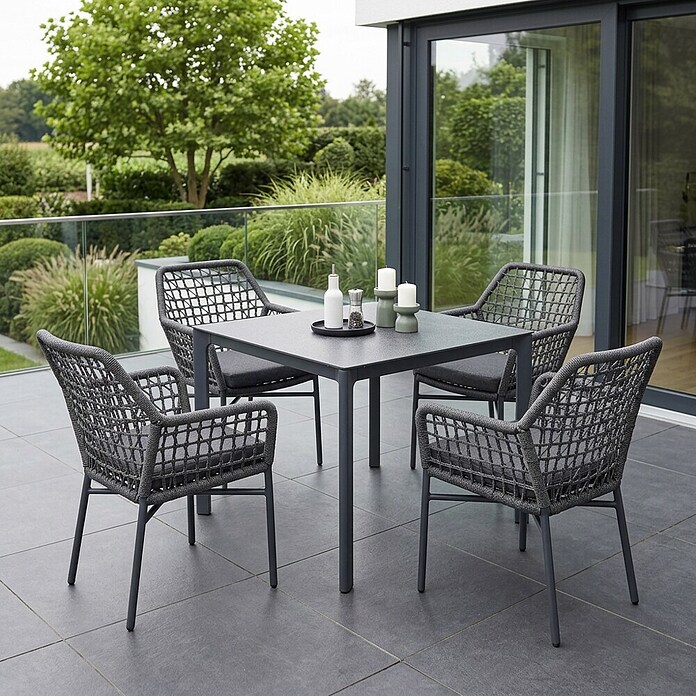 Acamp Gartenmöbel-Set Rom (5 -tlg., Aluminium, Anthrazit, 90 x 90 x 74 cm) | BAUHAUS