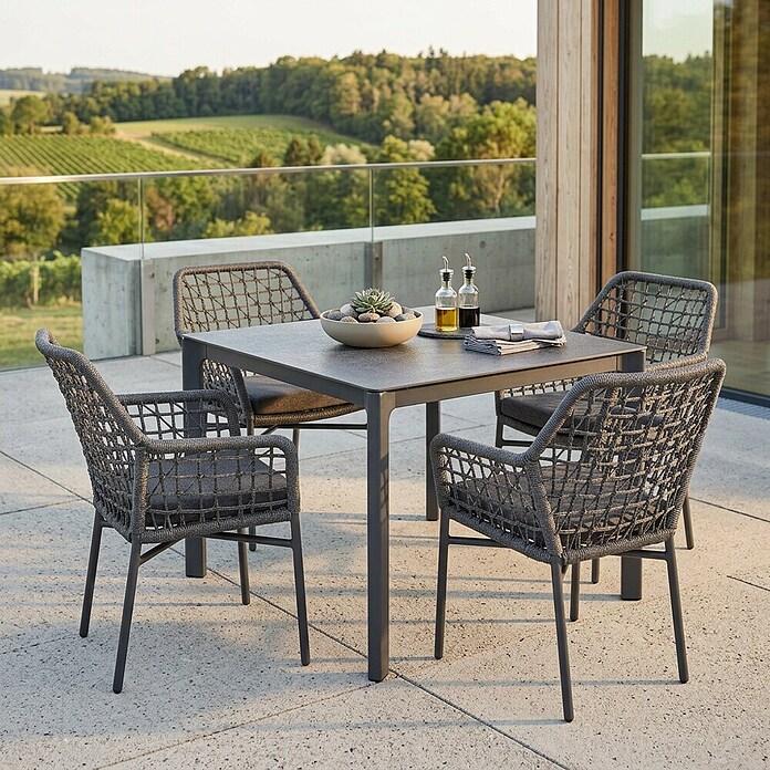 Acamp Gartenmöbel-Set Rom (5 -tlg., Aluminium, Anthrazit, 90 x 90 x 74 cm) | BAUHAUS