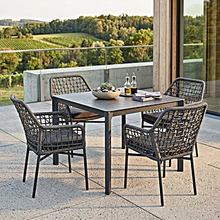 Acamp Gartenmöbel-Set Rom (5 -tlg., Aluminium, Anthrazit, 90 x 90 x 74 cm)
