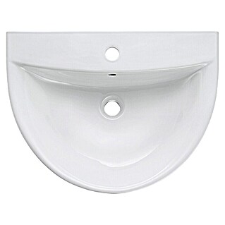 Camargue Sydney Wastafel (50 x 40 cm, Voorzien van standaardglazuur, Kraangat: Midden, Met overloop, Wit)