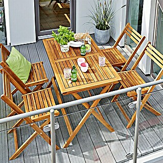 Sunfun Diana Gartenmöbel-Set (5 -tlg., Holz-Klapptisch Diana, Holz-Klappstuhl Diana)