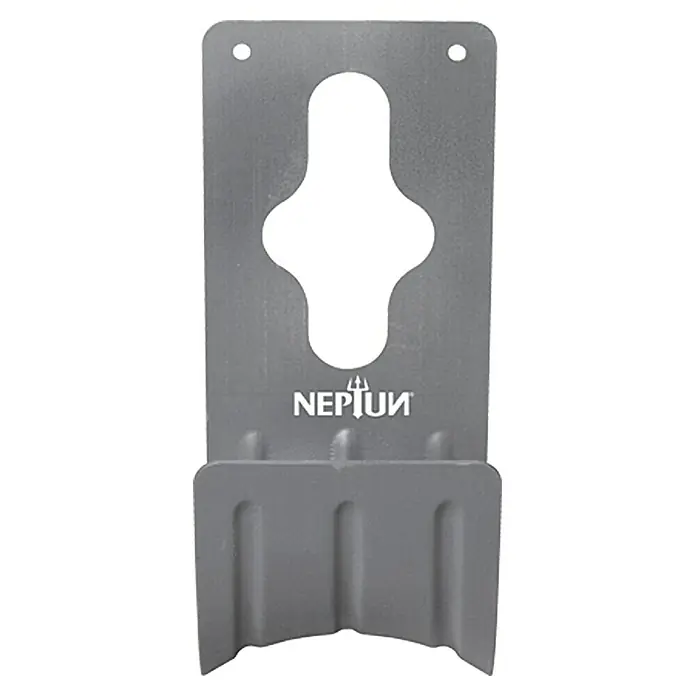 Neptun Wand-Schlauchhalterung - Metall, Geeignet für: Handelsübliche Wasserhähne - Graue Neptune Schlauchhalterung zur Wandmontage, ideal für die Gartenbewässerung und Schlauchaufbewahrung.