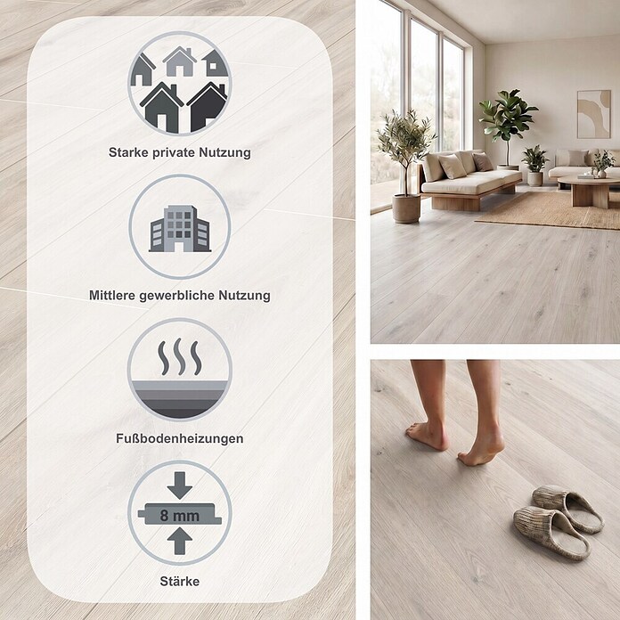 LOGOCLIC Aquaprotect Laminat Beach Oak (Beach Oak, Landhausdiele, 1 288 x 195 x 8 mm) | BAUHAUS