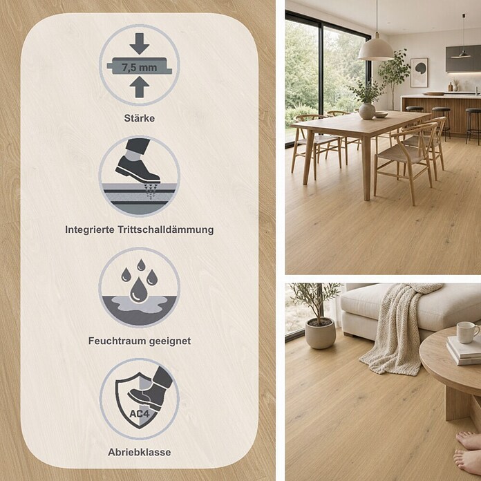 Egger Laminat Aquadura+ (Camden Eiche natur, Landhausdiele, 1 292 x 193 x 7,5 mm) | BAUHAUS