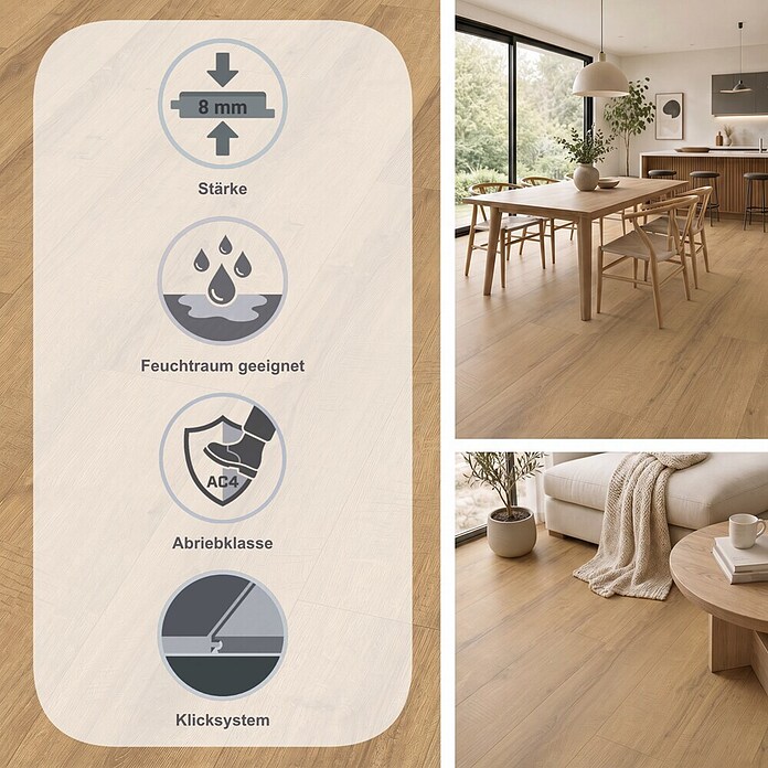 Egger Laminat NatureSense Aqua (Sherman Eiche honig, Landhausdiele, 1 292 x 246 x 8 mm) | BAUHAUS