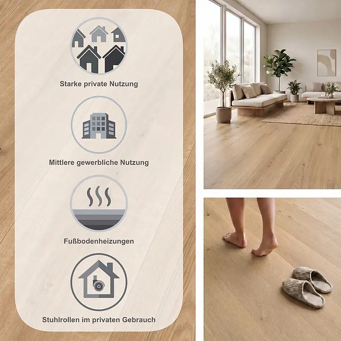 Egger Laminat NatureSense - Ortega Eiche, Landhausdiele, 1.292 x 327 x 8 mm - Helles Holzbodenpaneel für starke private und mittlere gewerbliche Nutzung, Fußbodenheizung und Stuhlrollen geeignet.