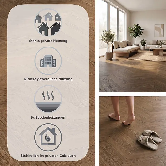 Egger Laminat NatureSense Skanderborg - Skanderborg Eiche braun, 1.292 x 327 x 8 mm - Vielseitiger brauner Fischgrät-Holzboden, ideal für starke private und mittlere gewerbliche Nutzung, kompatibel mit Fußbodenheizungen und Stuhlrollen.