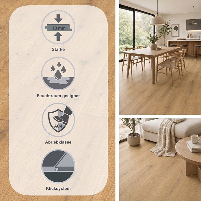Egger Laminat NatureSense Aqua (Predaia Eiche honig, Landhausdiele, 1 292 x 193 x 10 mm) | BAUHAUS