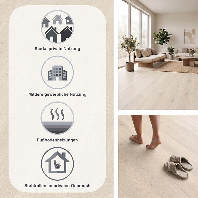 Egger Laminat Aquadura+ (Camden Eiche weiss, Landhausdiele, 1 292 x 193 x 7,5 mm) | BAUHAUS