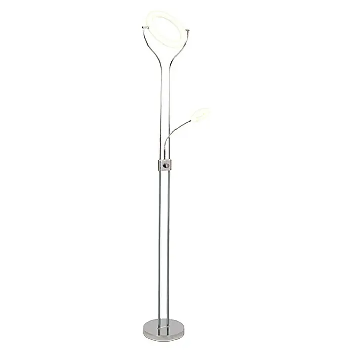 Tween Light Lámpara de suelo LED Montana - 180 cm, Blanco cálido - Lámpara de pie moderna con dos luces, ideal para salón u oficina, de metal plateado. Diseño elegante para iluminación agradable.