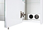 Schildmeyer Armario con espejo LED (An x Al: 70 x 75 cm, Con iluminación, Tablero de aglomerado, Blanco)