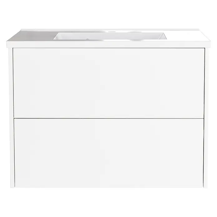 Germania Waschtischunterschrank GW-BODERA - B x T x H: 81 x 46 x 61 cm, Weiß - Weißer Badunterschrank mit integriertem Waschbecken und zwei Schubladen.