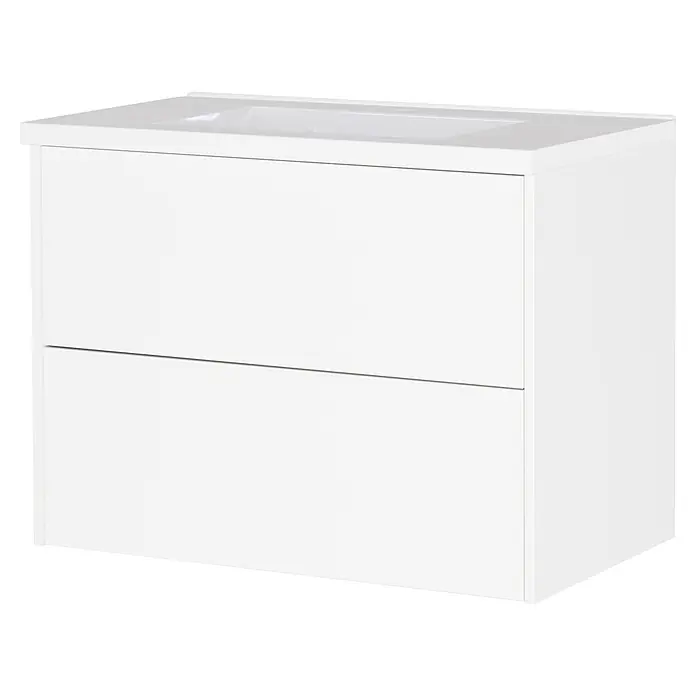 Germania Waschtischunterschrank GW-BODERA - B x T x H: 81 x 46 x 61 cm, Weiß - Weißer Badunterschrank mit integriertem Waschbecken und zwei Schubladen.