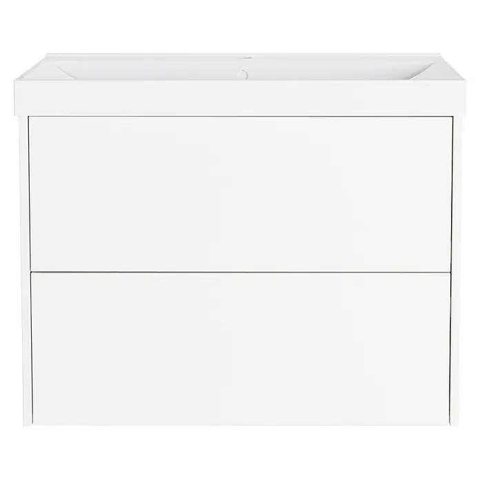 Germania Waschtischunterschrank GW-BODERA - B x T x H: 81 x 46 x 65 cm, Weiß - Weißer Badezimmerschrank mit integriertem Waschbecken und zwei Schubladen.