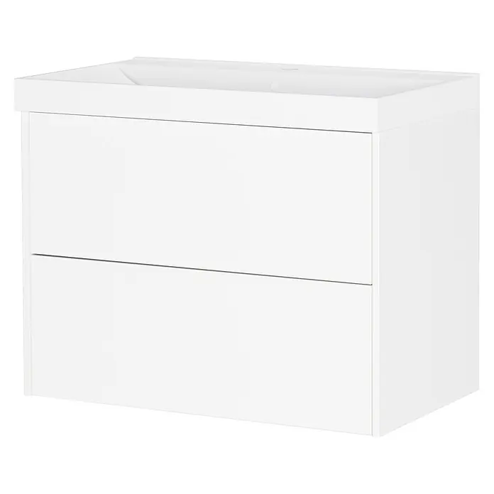 Germania Waschtischunterschrank GW-BODERA - B x T x H: 81 x 46 x 65 cm, Weiß - Weißer Badunterschrank mit zwei Schubladen und integriertem Waschbecken.