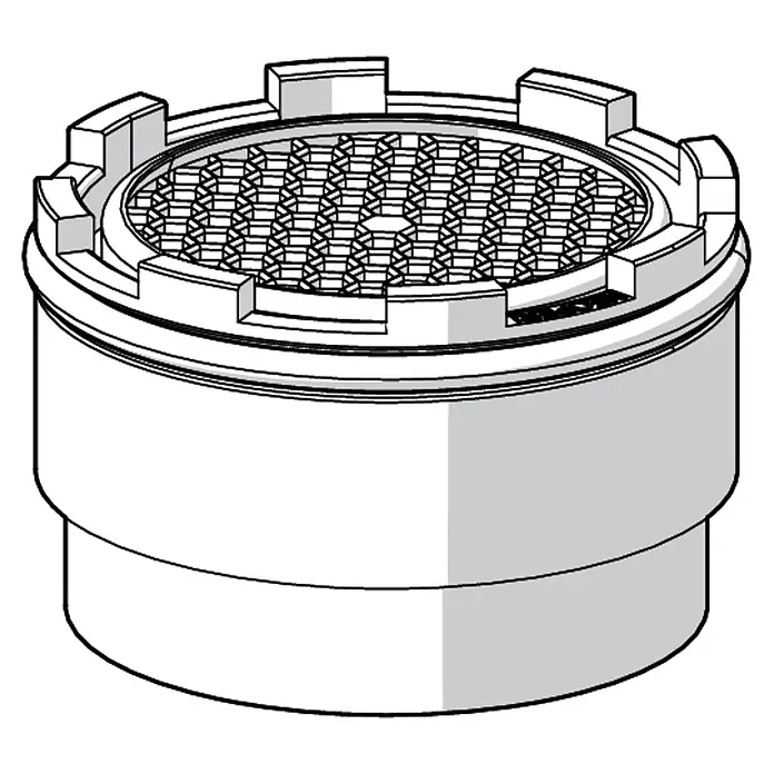 Hansa Luftsprudler - Durchflussmenge: 5,7 l/min - Zerkleinerungsscheibe mit gezacktem Rand und Gittermuster, grau.