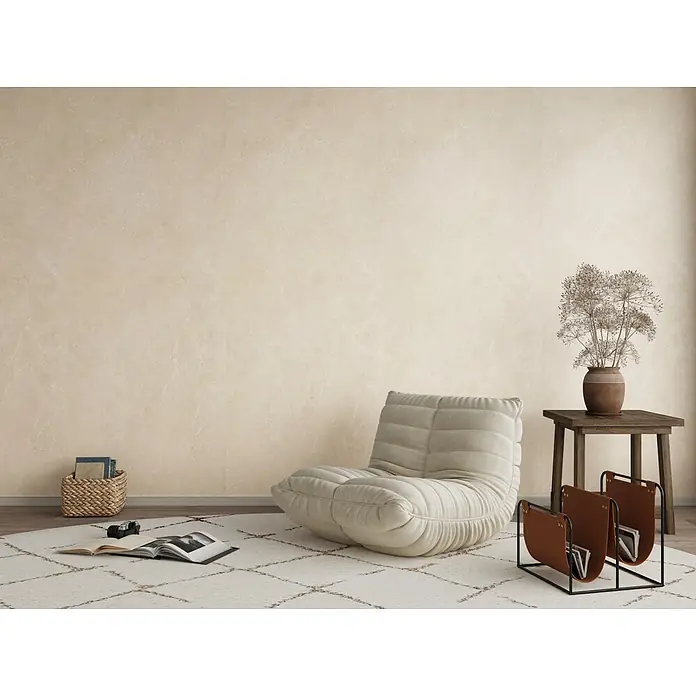 Wandpaneel - 260 x 90 cm, Sardinien, Stone Polymer Composite (SPC) - Helle, beigefarbene Wand mit subtiler Marmoroptik.