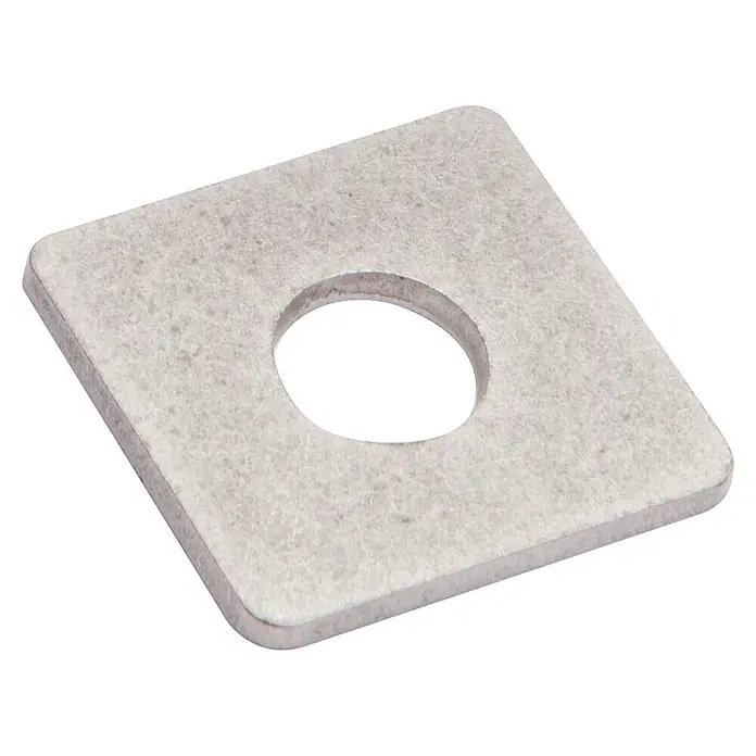 Deutsche Zauntechnik Befestigungsplatte für Gitterzaunklemme - 30 x 30 mm - Grauweiße quadratische Filzscheibe mit zentralem Loch.
