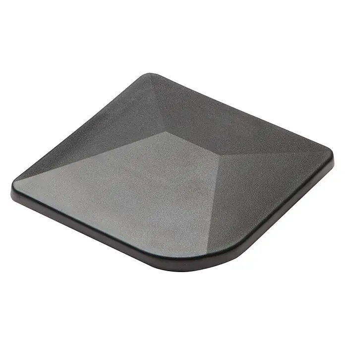 Deutsche Zauntechnik Pfostenkappe Alu Eckzaunpfosten - Aluminium, Passend für: Doppelstabmattenzäune, Anhrazitgrau, 60 x 60 mm - Dunkelgraue, texturierte Abdeckung mit facettierter Oberfläche und abgerundeten Kanten.