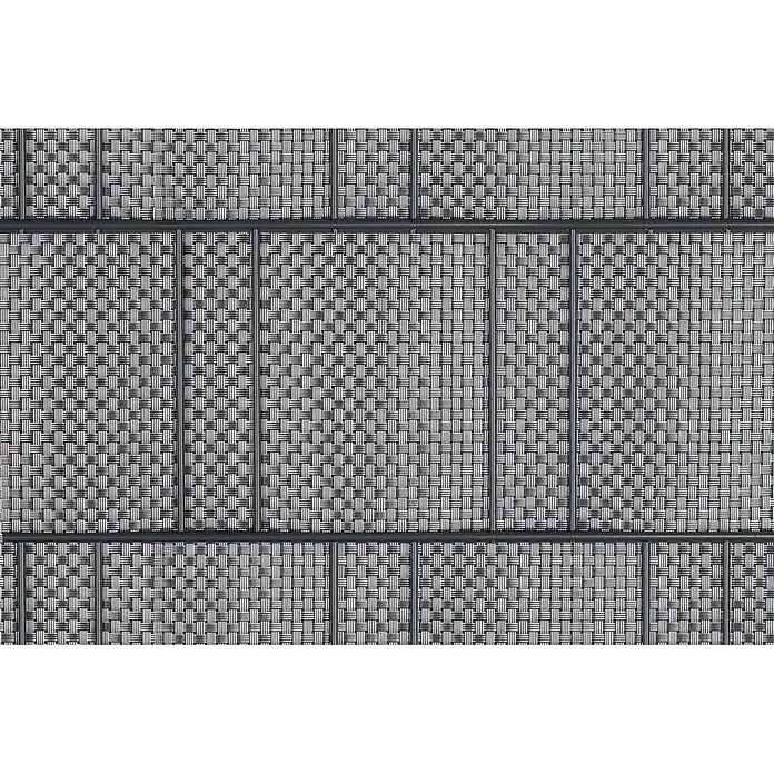 Deutsche Zauntechnik Sichtschutzstreifen Bastline - 2,56 m x 190 mm, Silber, 30 Stk. - Monochromes Gewebemuster mit dunkelgrauen Rahmenleisten.