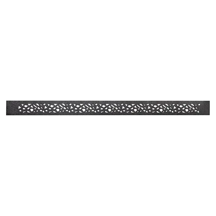 Deutsche Zauntechnik Sichtschutzstreifen Fleecestripe Mikado - 2.600 x 190 mm, Schwarzgrau, 1 Stk. - Dunkelgraues Filzpaneel mit einem komplizierten Muster unregelmäßiger Aussparungen.