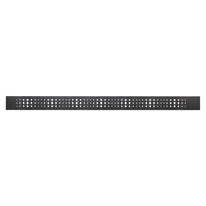 Deutsche Zauntechnik Sichtschutzstreifen Fleecestripe Oval - 2,6 m x 190 mm, Graphitgrau, 5 Stk. - Dunkelgraue Platte mit drei Reihen weißer, ovaler Perforationen in Wellenmuster.