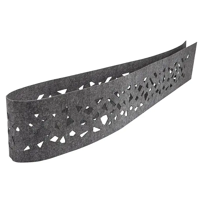 Deutsche Zauntechnik Sichtschutzstreifen Fleecestripe Mikado - 2.600 x 190 mm, Schwarzgrau, 1 Stk. - Dunkelgraues Filz-Aufbewahrungsband mit aufwendigem Laser-Schnittmuster.