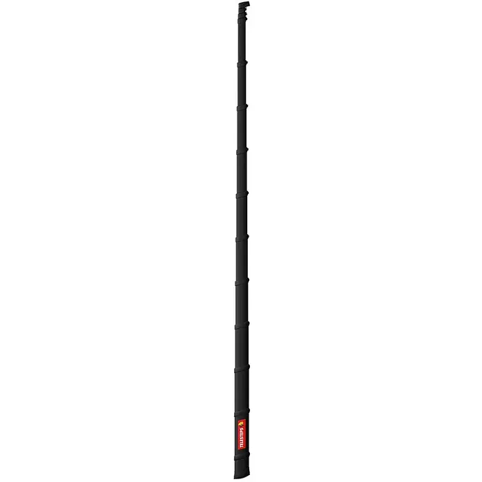 Telesteps Teleskopleiter Tactical Line Taktische Teleskopleiter – Militär- & Polizeileiter - Anzahl Tritte: 13 Stk., Arbeitshöhe: 5.000 m, Belastbarkeit: 500 kg, Aluminium - Schwarze Teleskopstange mit mehreren verstellbaren Abschnitten und rotem 'TELESTEPS'-Etikett.