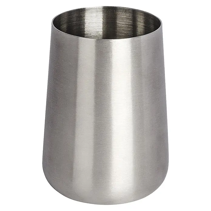 Wenko Zahnputzbecher Solid - Durchmesser: 8 cm, Edelstahl - Gebürsteter, konischer Trinkbecher aus Edelstahl.