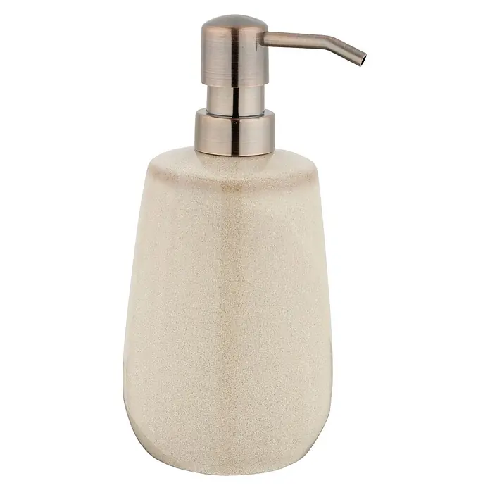Wenko Seifenspender Sirmione - Keramik, Beige - Beiger Keramik-Seifenspender mit gebürsteter Metallpumpe.