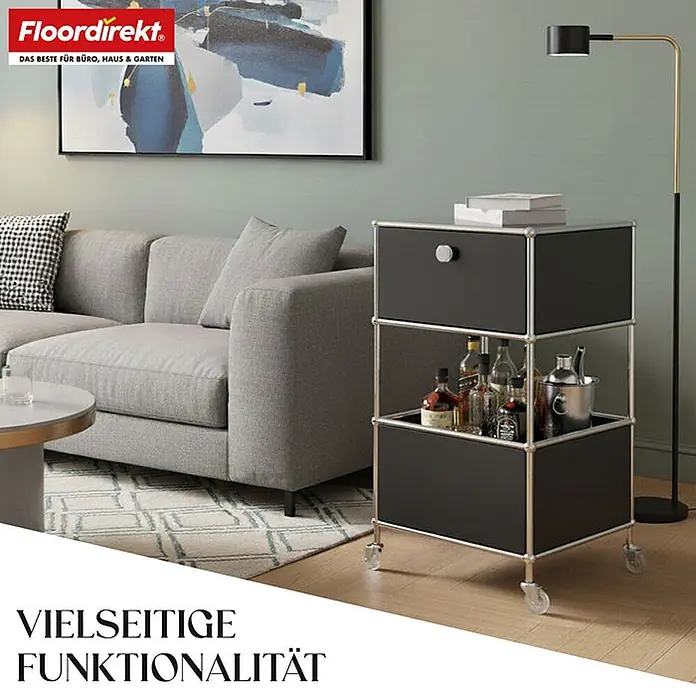 Floordirekt Metallregal Concept Epure MK-145 - 40 x 40 x 75 cm Schwarz - Anzahl Böden: 3 Stk., Schrauben, Schwarz