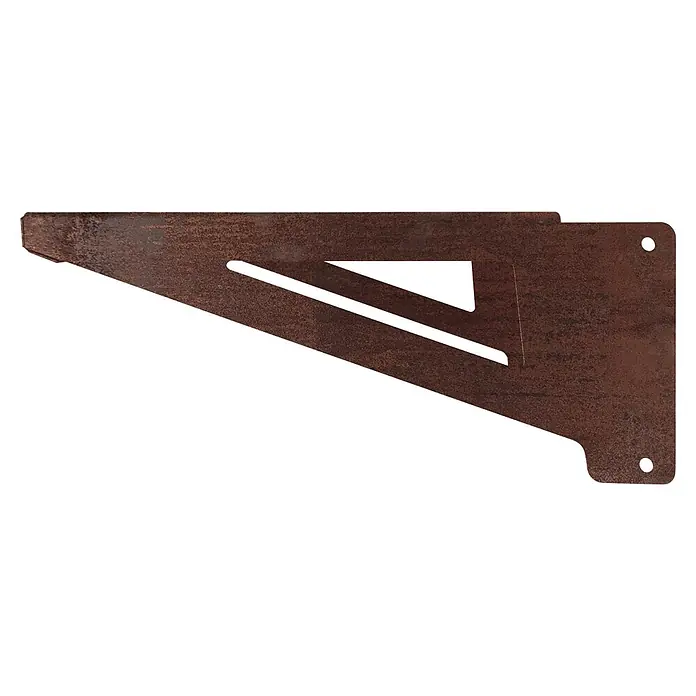 Remundi Estantería para barbacoa Zelos L -  - Soporte de estante de metal marrón envejecido con diseño de corte triangular y dos orificios de montaje.
