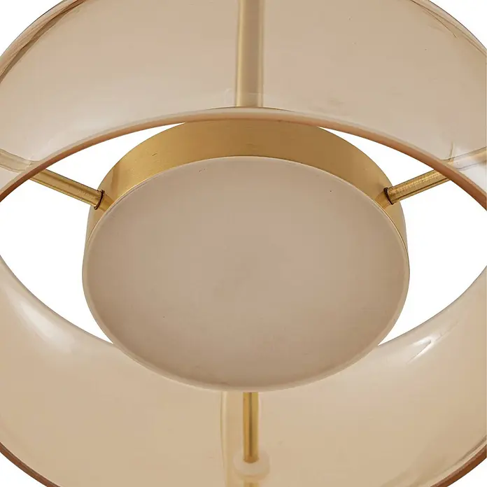 Lucande Pendelleuchte Martis - L x B x H: 80 x 20 x 7 cm, creme / amber, Schwarz, messing, amber - Goldfarbene Deckenleuchte mit mattierter Glasdiffusor und bernsteinfarbenen geschwungenen Paneelen.