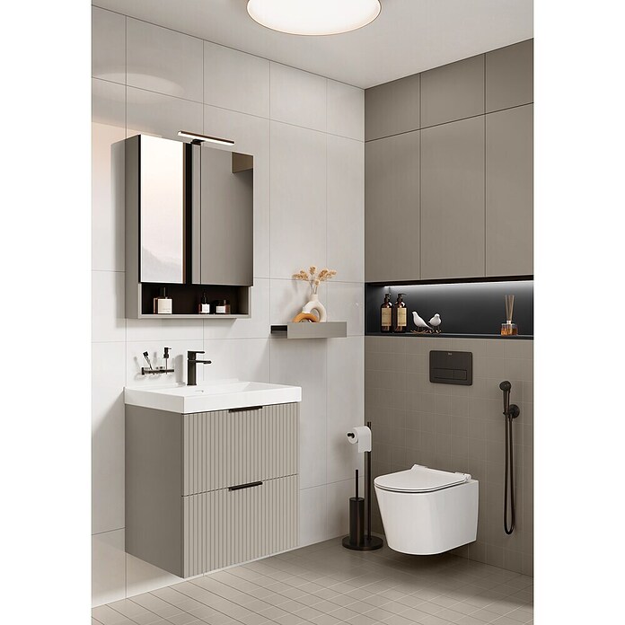 Riva Yasumi Waschtischunterschrank (B x T x H: 60 x 45,2 x 63,5 cm, Fume, Matt) | BAUHAUS