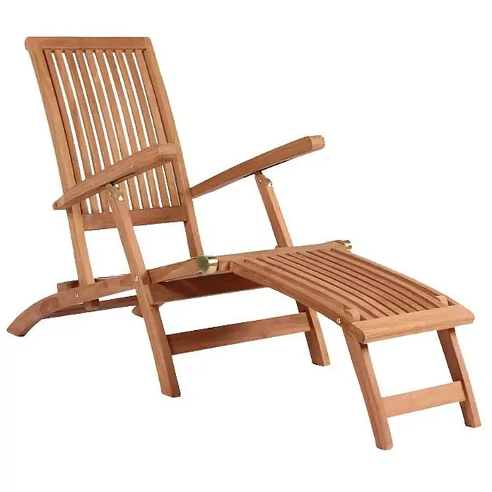 Bene Living Gartenliege Yacht - B x T: 170 x 60 cm, braun, Naturmaterialien - Verstellbarer Liegestuhl aus Holz mit Lattenrost, Armlehnen und Fußstütze.