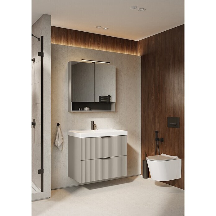 Riva Yasumi Waschtischunterschrank (B x T x H: 80 x 45,2 x 63,5 cm, Fume, Matt) | BAUHAUS
