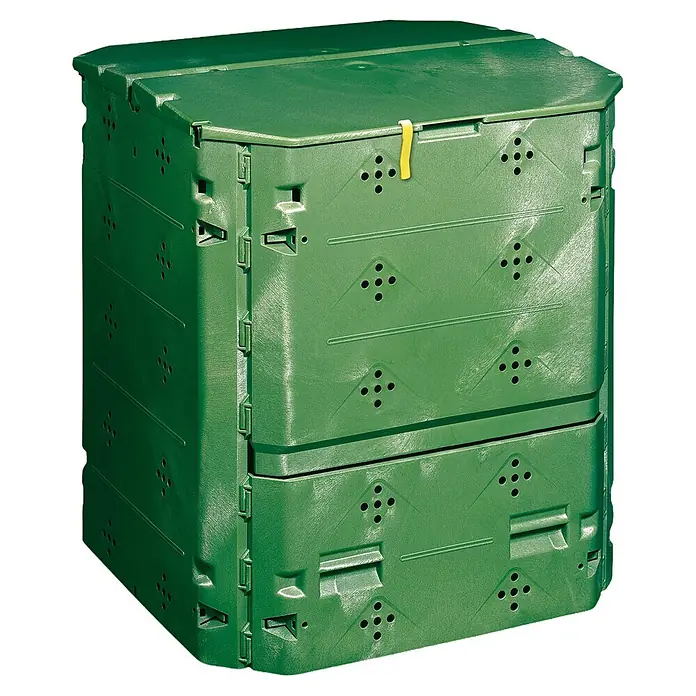 Gardol Komposter Ökomax 6000 - 600 l, 77 x 77 x 100 cm - Grüner Kunststoff-Komposter mit Klappdeckel und Lüftungslöchern für Garten- und Küchenabfälle.