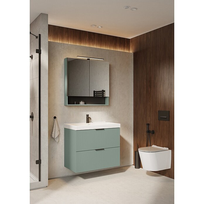 Riva Yasumi Waschtischunterschrank (B x T x H: 80 x 45,2 x 63,5 cm, Sage, Matt) | BAUHAUS