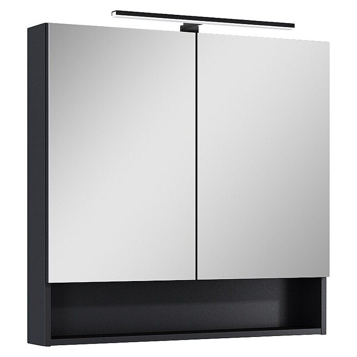 Riva Yasumi LED-Spiegelschrank Yasumi/Lynn (B x H: 80 x 76,8 cm, Schwarz, Spanplatte) | BAUHAUS