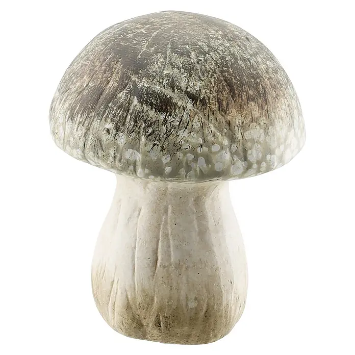 Geroma Dekofigur Keramik Pilz - L x B x H: 6 x 6 x 6 cm, Farbe: Braun, Beige, Weiß - Texturierte Keramikpilzskulptur mit braun-grauem Hut und cremefarbenem Stiel.