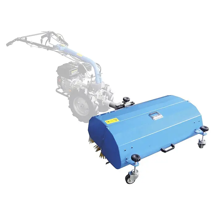 Güde Kehrmaschine - Passend für Güde Motoreinachser GME 6.5V, Breite Bürste: 900 mm - Blauer Kehrbesen-Anbau für Einachsschlepper mit Stützrädern.
