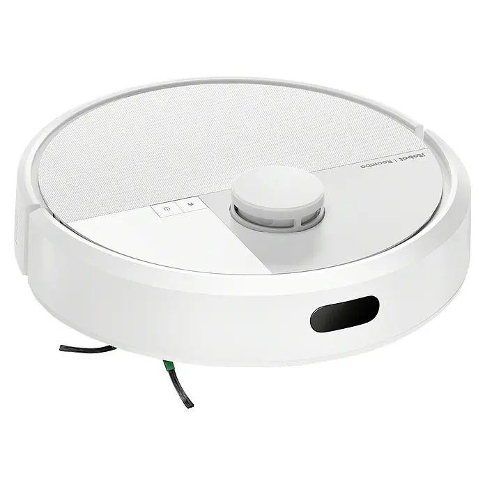 iRobot Robot aspirador con mopa Roomba Plus 405 Combo - Capacidad del robot: 295 ml - Robot aspirador circular blanco con tapa texturizada, botones, sensor central y cepillos laterales.
