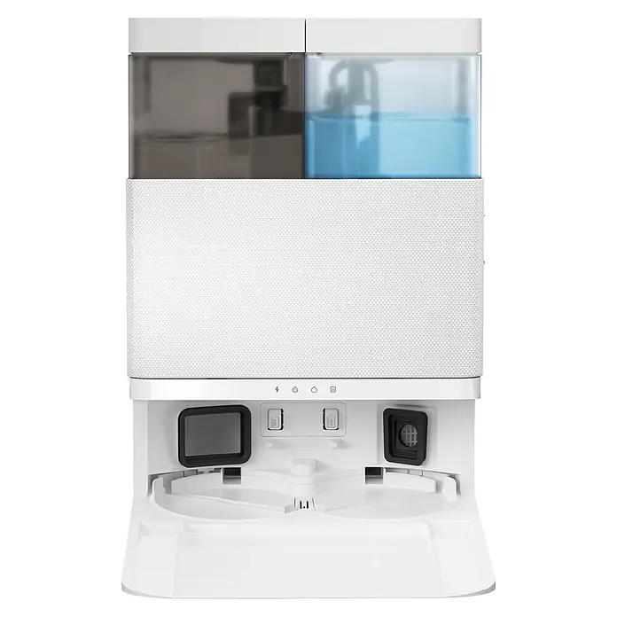 iRobot Robot aspirador con mopa Roomba Plus 405 Combo - Capacidad del robot: 295 ml - Estación de carga blanca para robot aspirador con tanques transparentes de agua sucia y limpia, y puertos de carga/recogida.