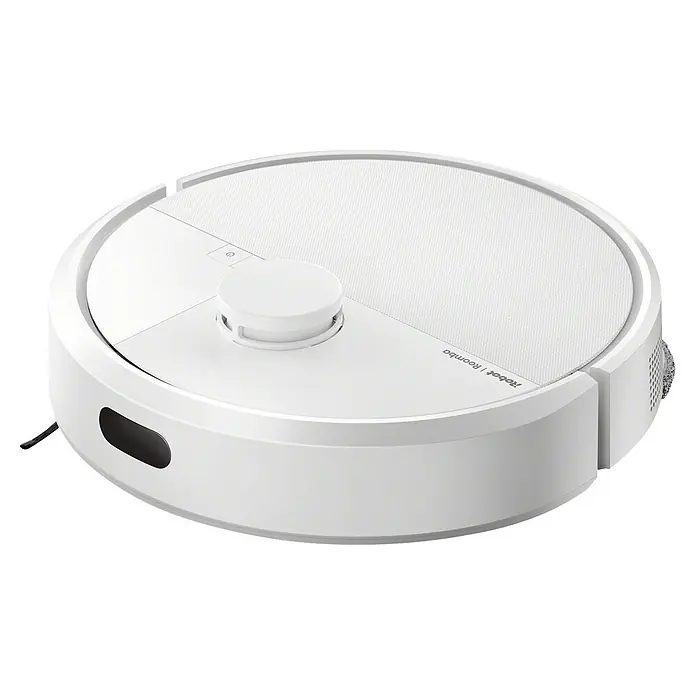 iRobot Robot aspirador con mopa Roomba Plus 405 Combo - Capacidad del robot: 295 ml - Robot aspirador blanco con superficie superior texturizada y cúpula de sensor central.