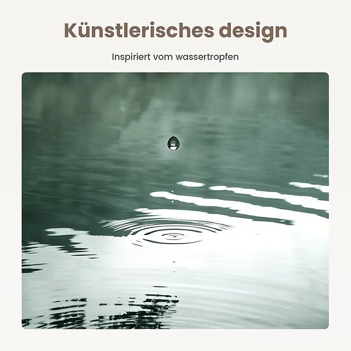 Emke Lichtspiegel Glowrim LM34 - 75 x 55 cm - Ein Wassertropfen fällt in ruhiges Wasser und erzeugt Wellen, symbolisch für künstlerisches Design.